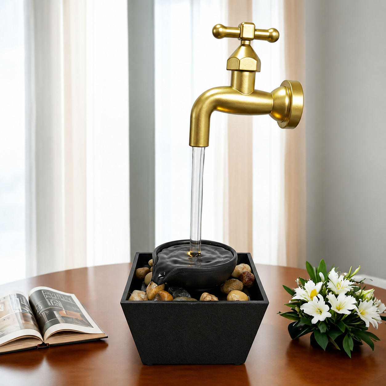 AquaFlow™ – Premium Floating Faucet LED Fountain